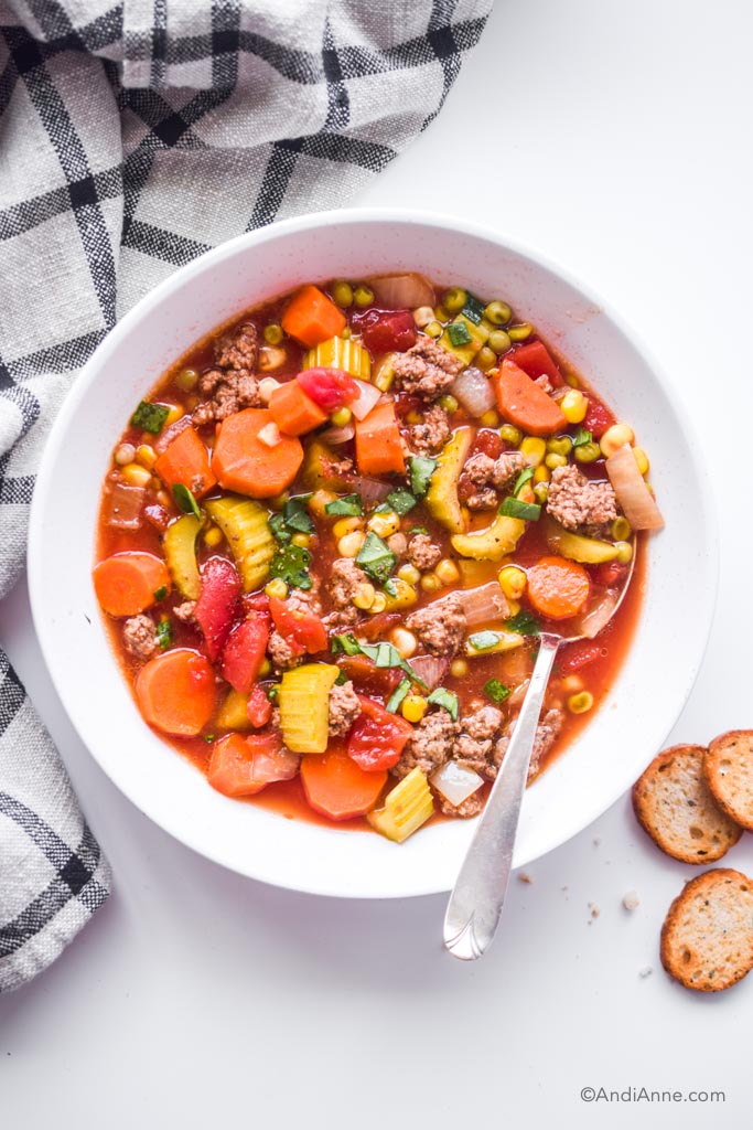 Healthy Hamburger Soup (Slow Cooker and Stove Top Instructions)