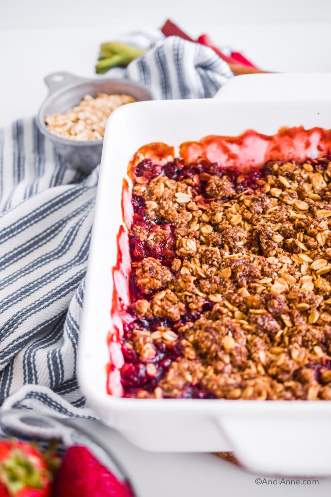 Strawberry Rhubarb Crisp Gluten Free, No Refined Sugar