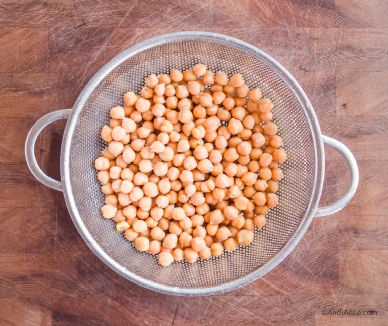 chickpeas in a strainer
