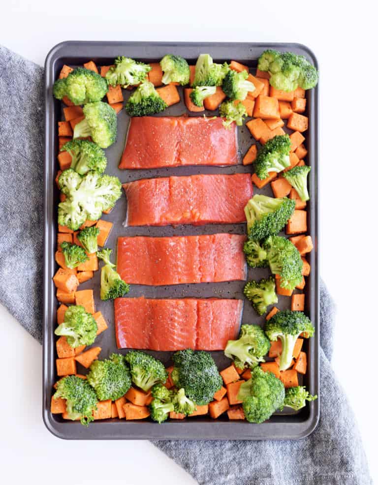 teriyaki salmon with roasted veggies sheet pan dinner