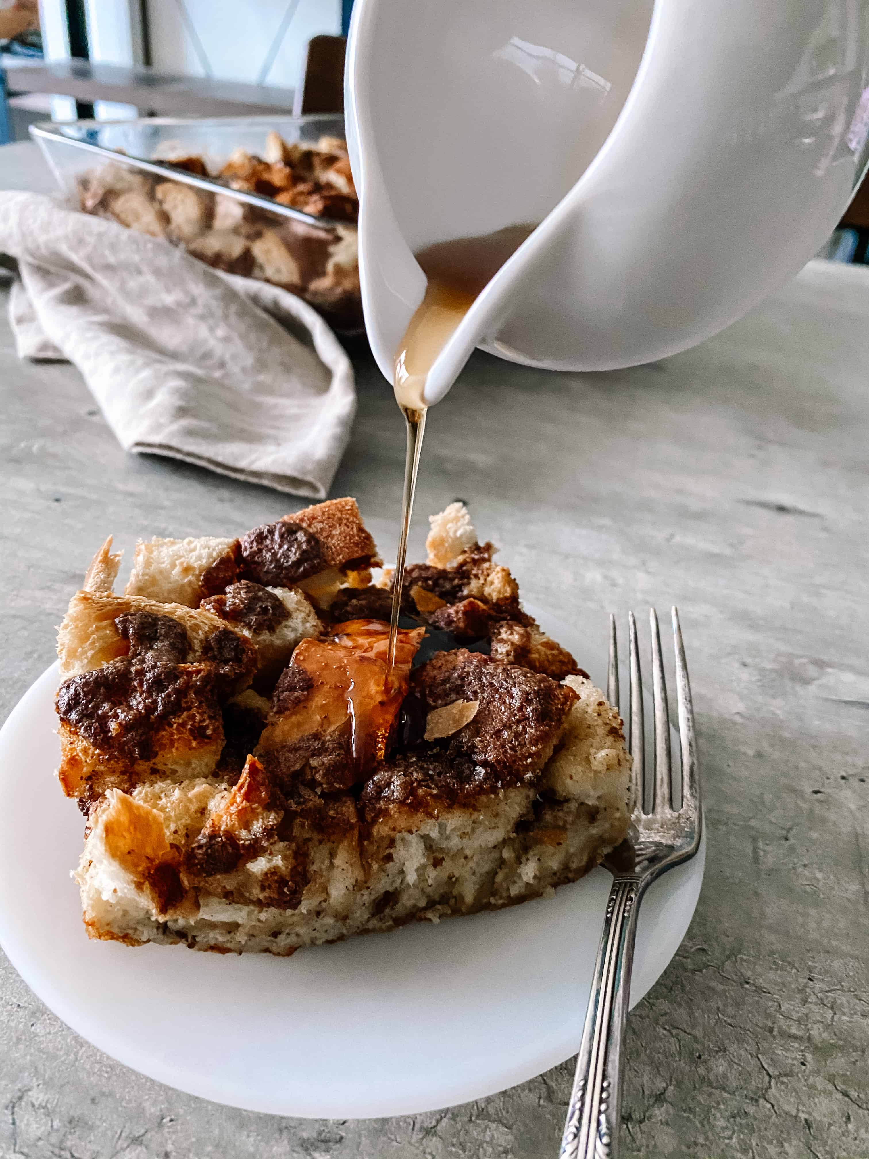 french toast casserole with maple syrup