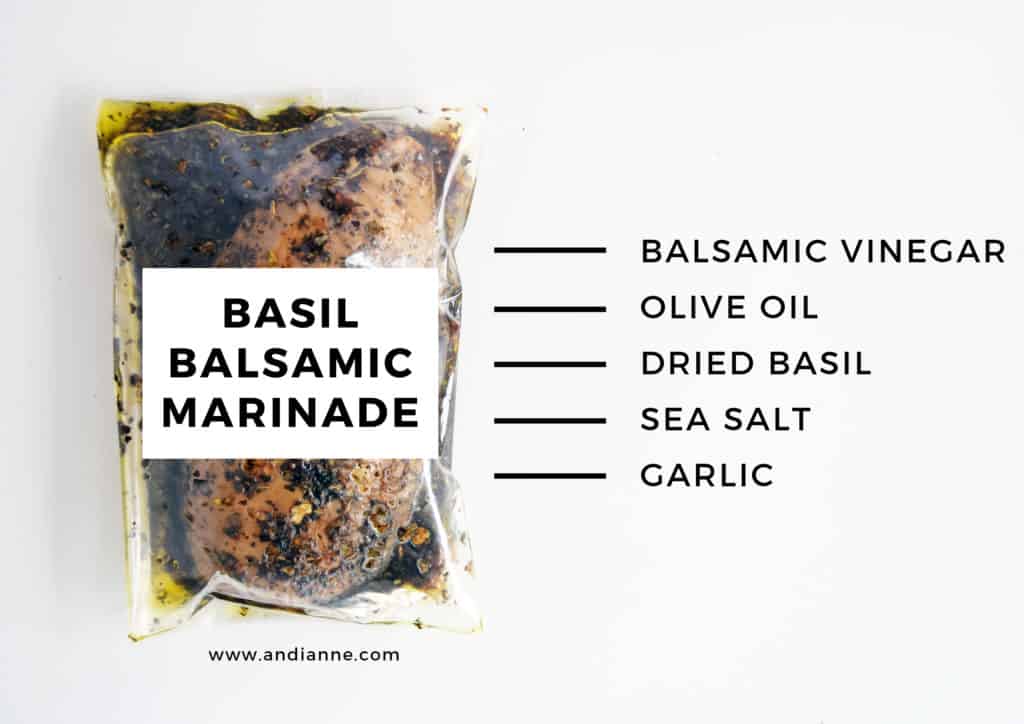 Basil Balsamic Vinegar chicken marinating in a plastic bag
