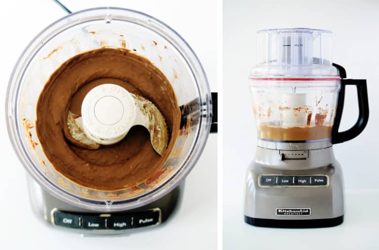 chocolate avocado mousse in a food processor