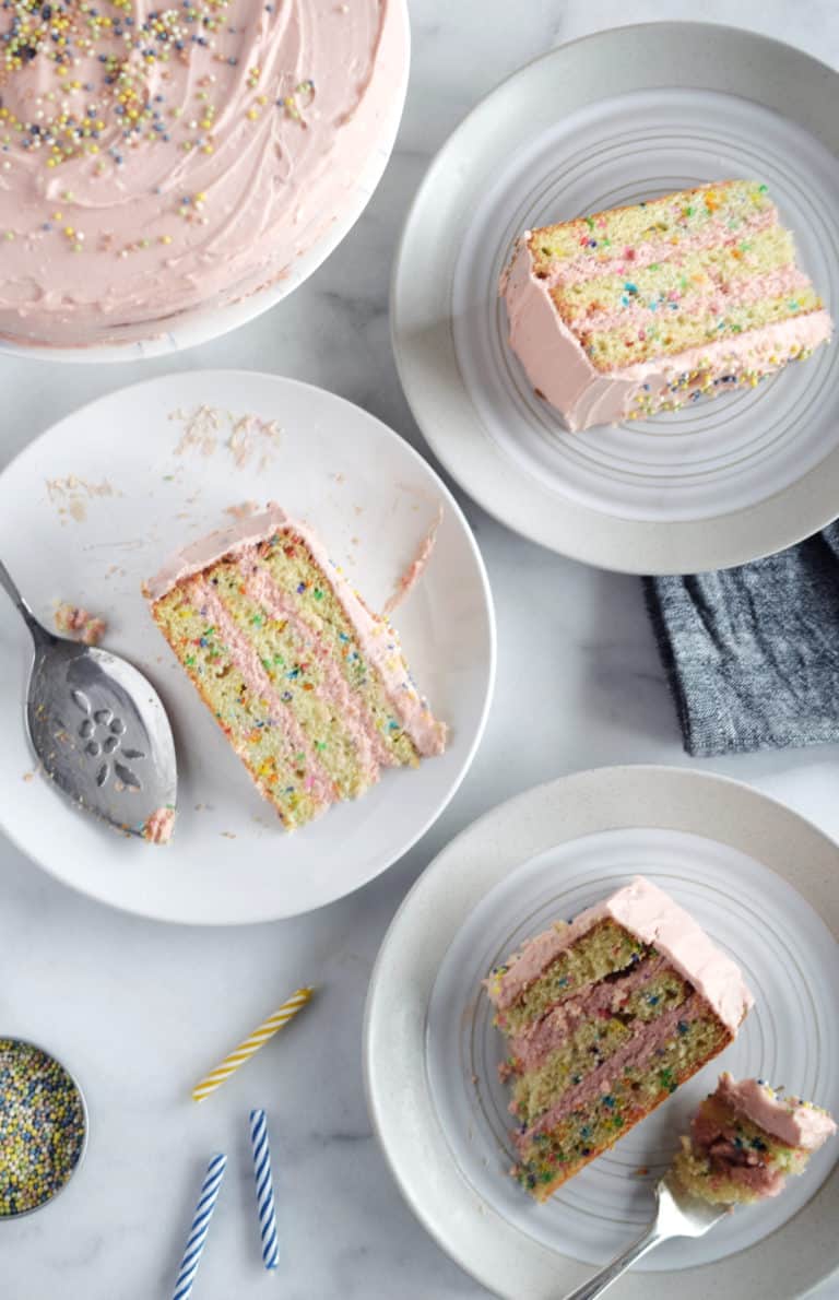 Pink Confetti Birthday Cake