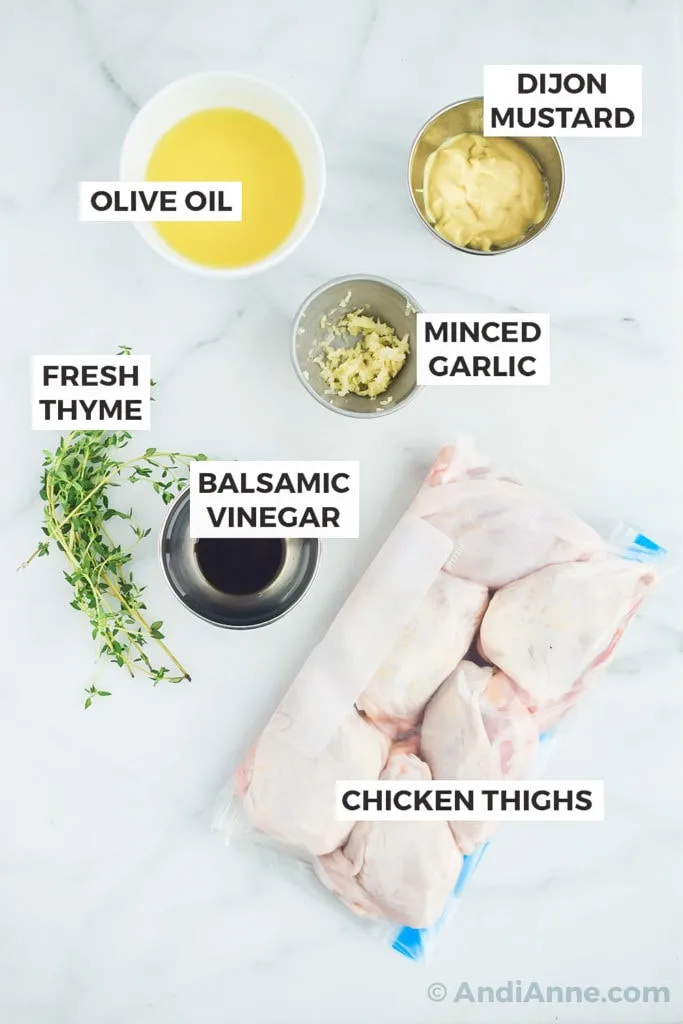 recipe ingredients on a counter in separate bowls