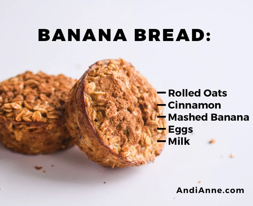 banana bread baked oatmeal breakfast cup with instructions