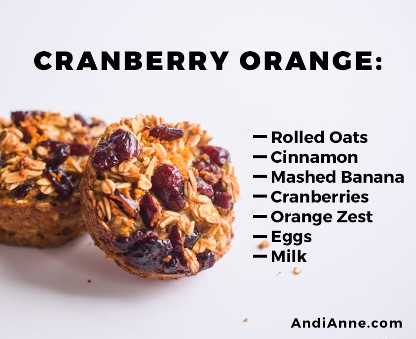 cranberry orange baked oatmeal breakfast cup with instructions