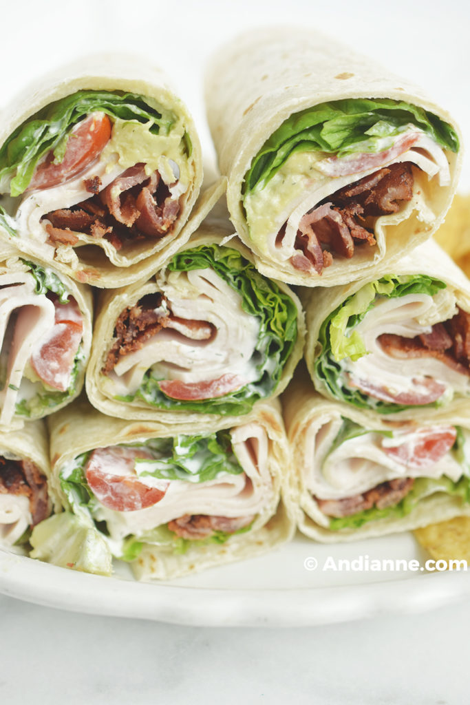 chicken bacon ranch wraps close up detail