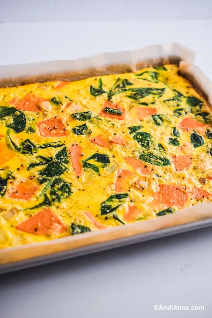 Sheet Pan Eggs with Sweet Potato and Spinach | Healthy and So Easy!