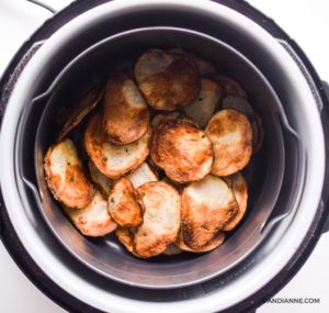 cooked potato chips in an air fryer