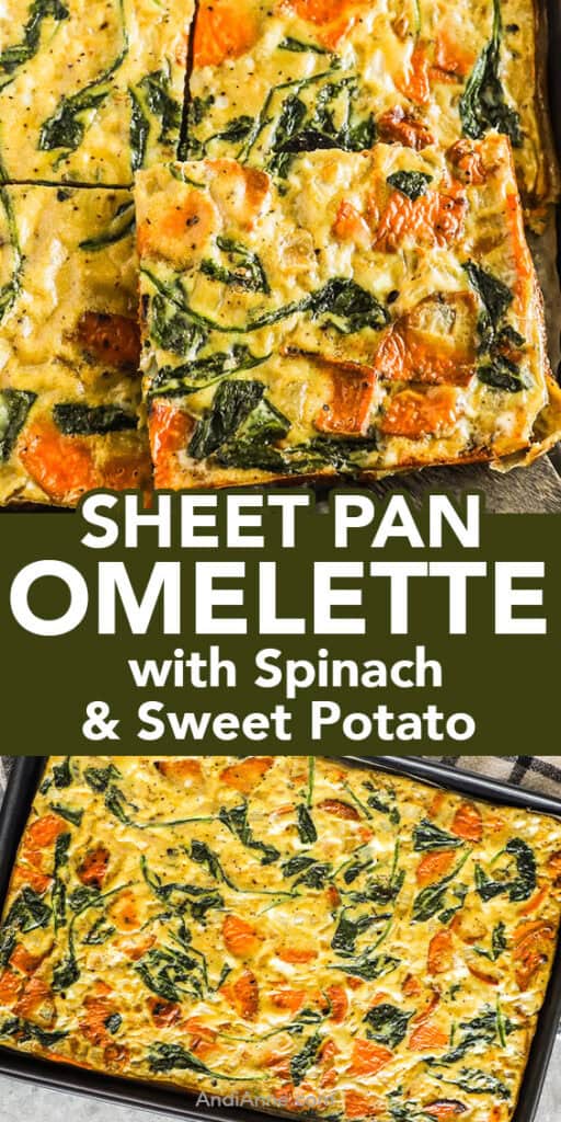Sheet pan omelette with spinach and sweet potato