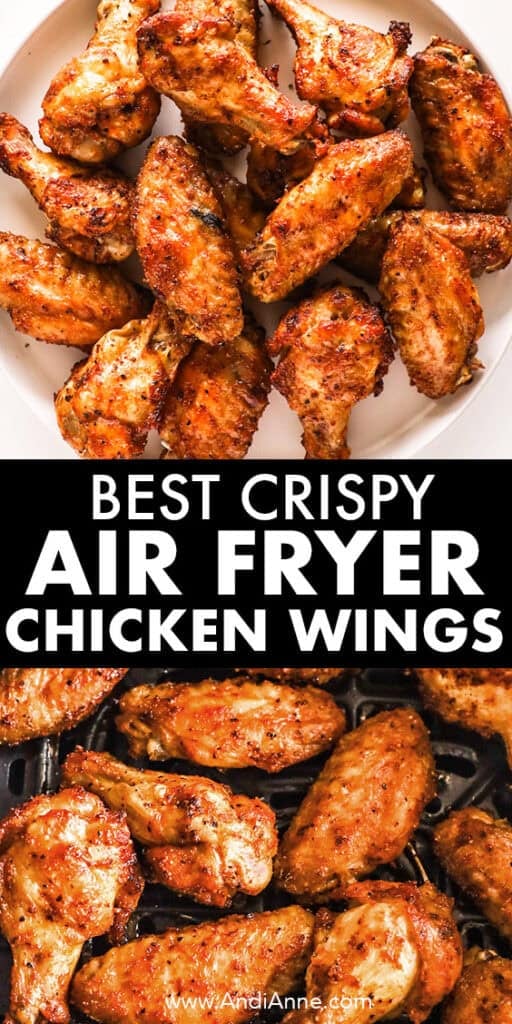 Crispy air fryer chicken wings piled on top of eachother