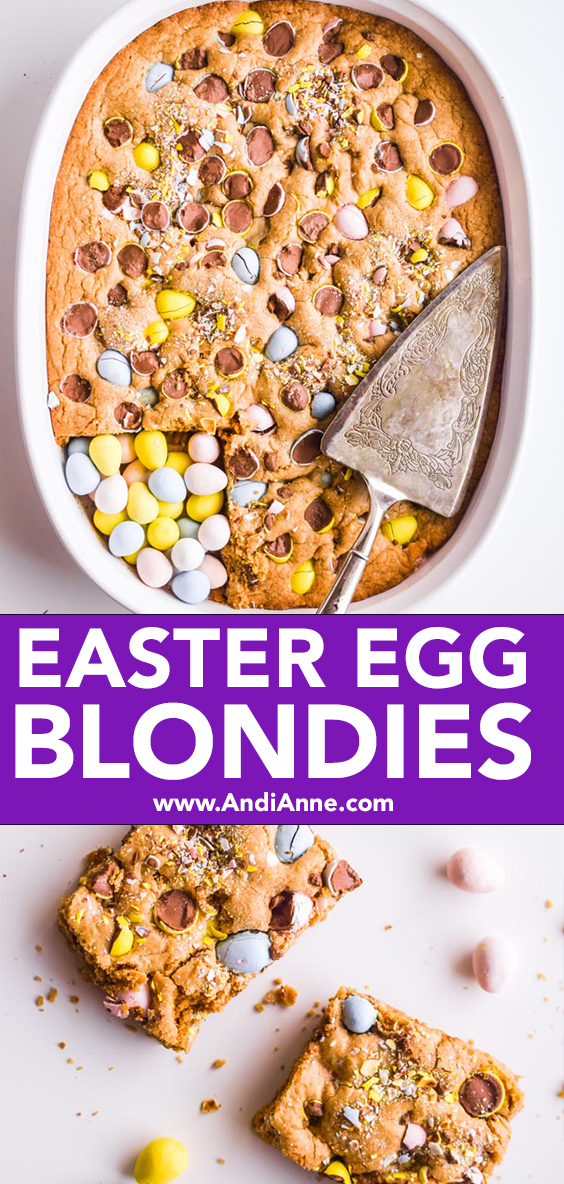 Easter Egg Blondies Made With Crushed Mini Eggs