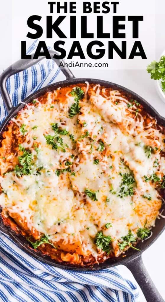 Skillet lasagna recipe with melted cheese