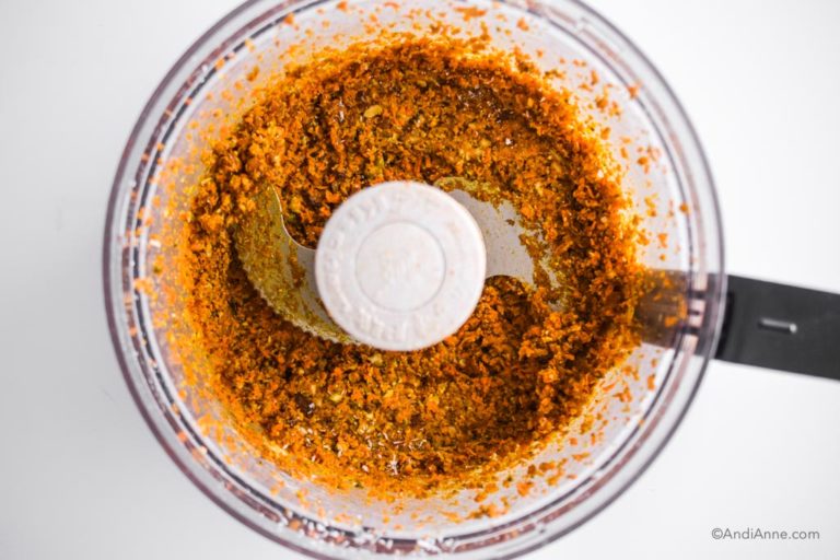 carrot cake bites batter pureed in a food processor
