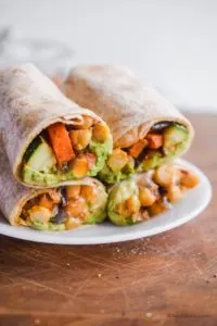 stack of chickpea zucchini wraps on a plate