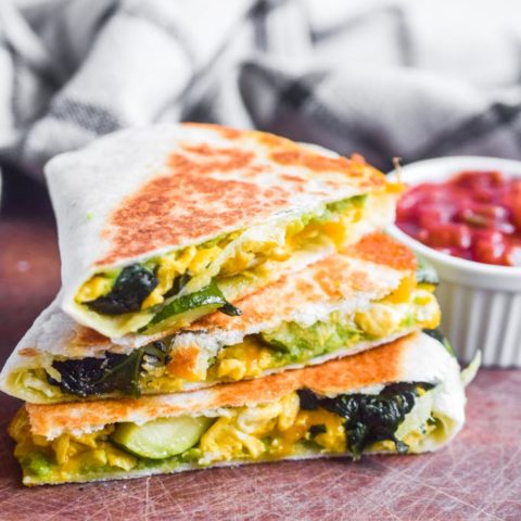 Healthy Breakfast Quesadilla with Zucchini and Spinach