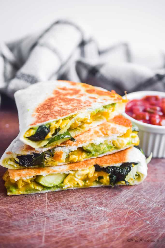 Healthy Breakfast Quesadilla with Zucchini and Spinach