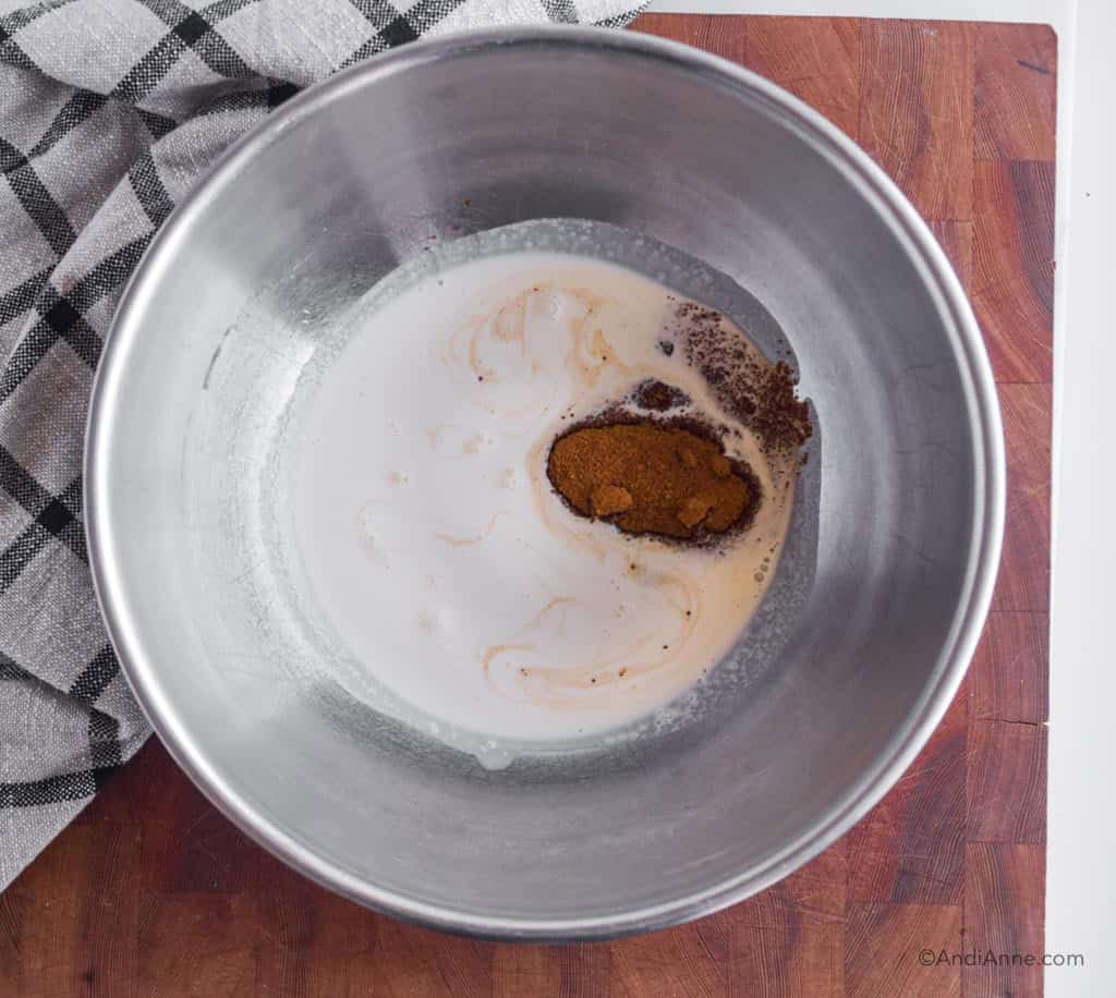 bowl of cream and coconut sugar