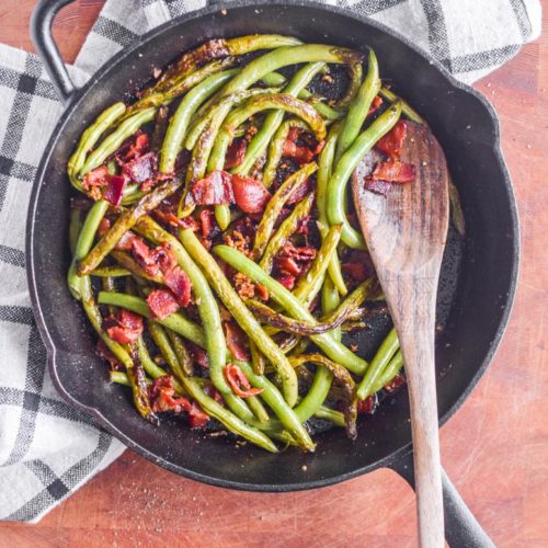Garlic Green Beans with Bacon - Easy Keto + Paleo Side Dish Recipe