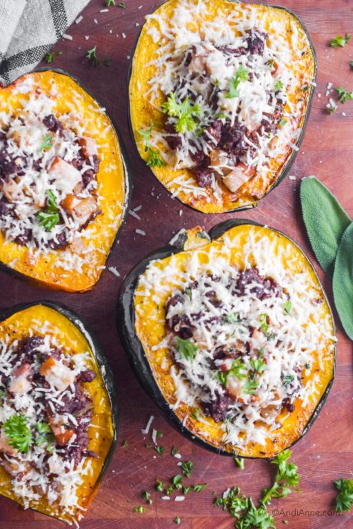 Stuffed Acorn Squash With Ground Beef, Pears and Parmesan - Andi Anne