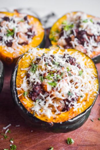 Stuffed Acorn Squash With Ground Beef, Pears and Parmesan - Andi Anne
