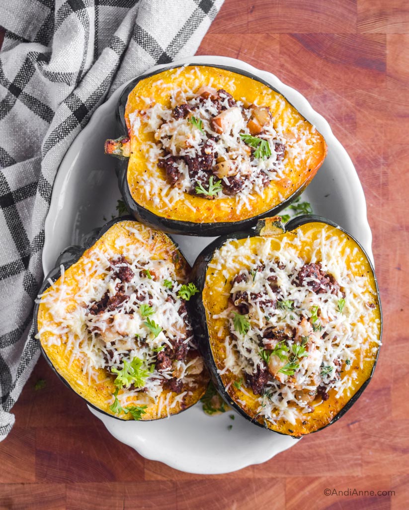 Stuffed Acorn Squash With Ground Beef, Pears and Parmesan - Andi Anne