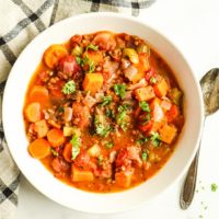 Sweet Potato Soup with Lentils and Carrots (Paleo, Whole30)