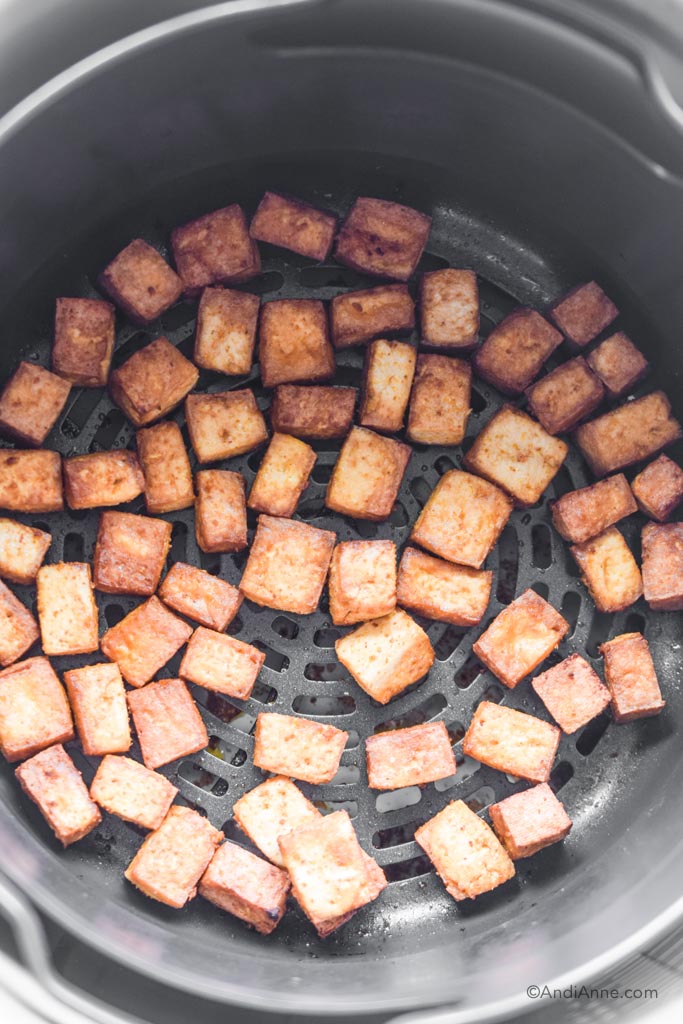 air fryer tofu in basket