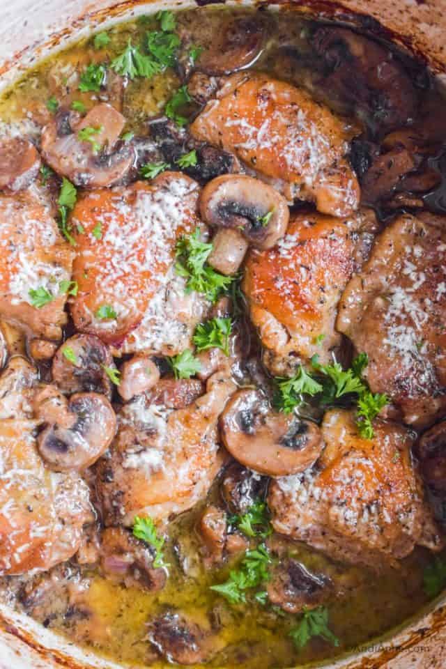Chicken Thighs In Mushroom Sauce All In One Dinner Recipe