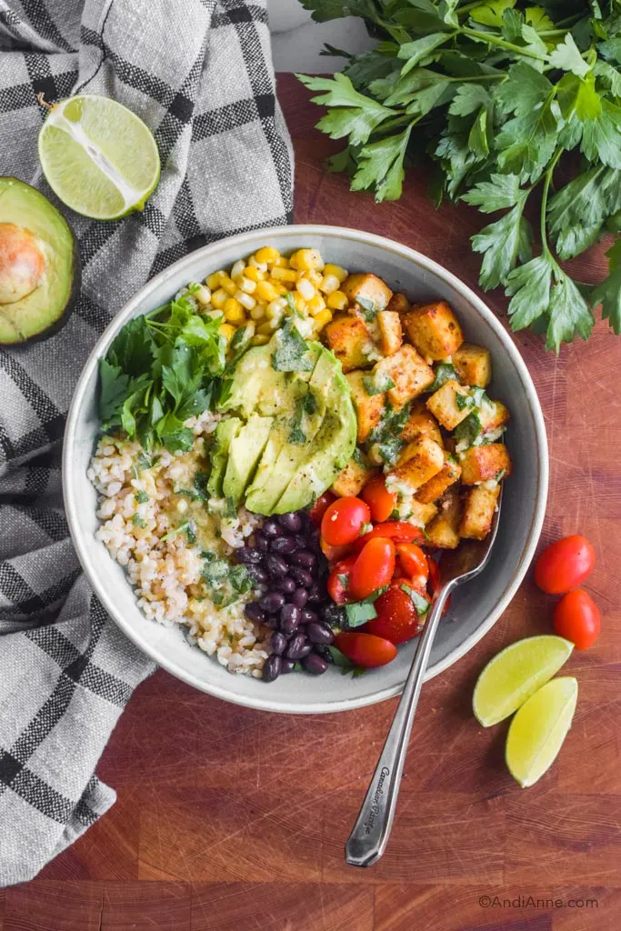 Easy Tofu Burrito Bowl Meal Prep