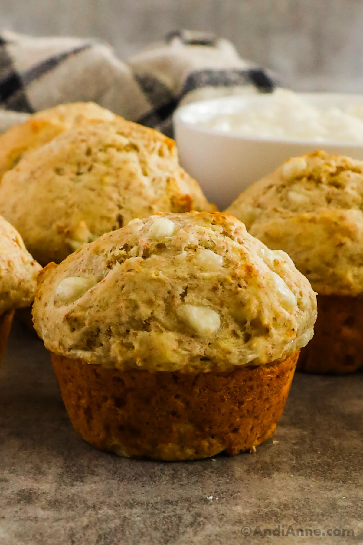 Close up of a cottage cheese muffin
