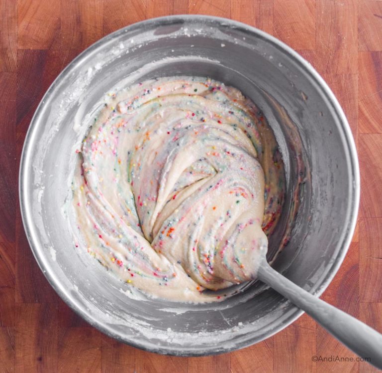 wet batter with mixed in sprinkles