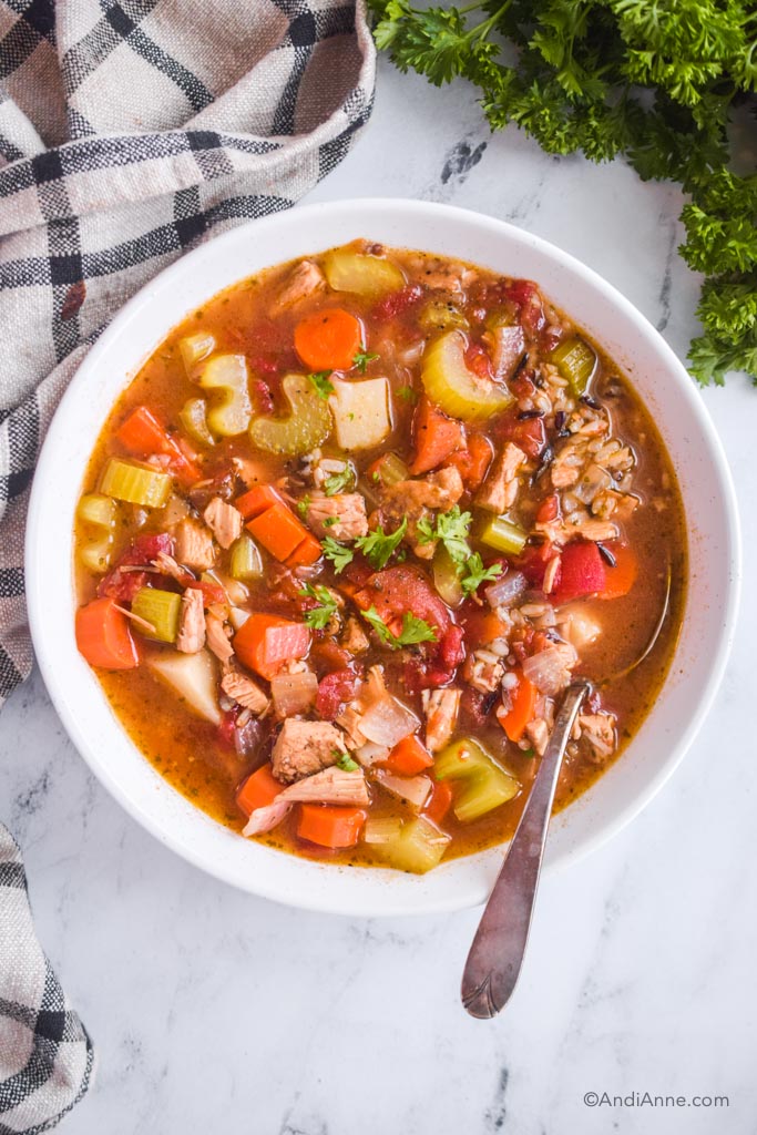 Turkey Carcass Soup With Rice and Vegetables
