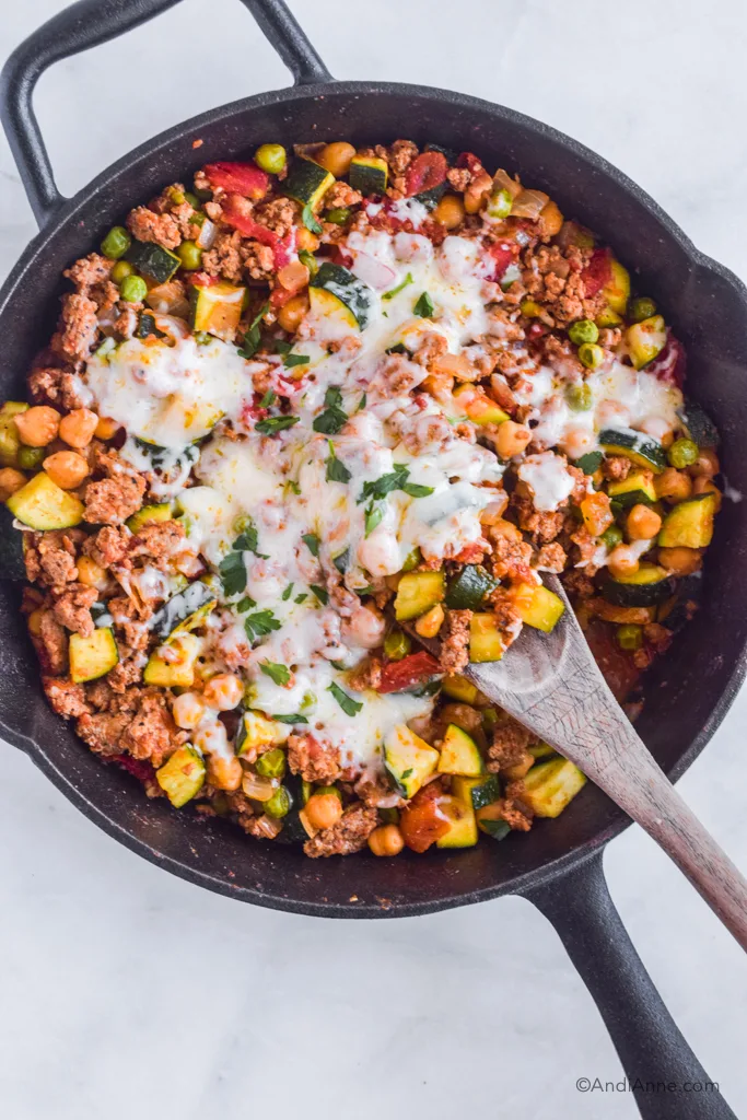 Ground Turkey Skillet (Zucchini, Chickpeas) - Ready In Under 30 Minutes!