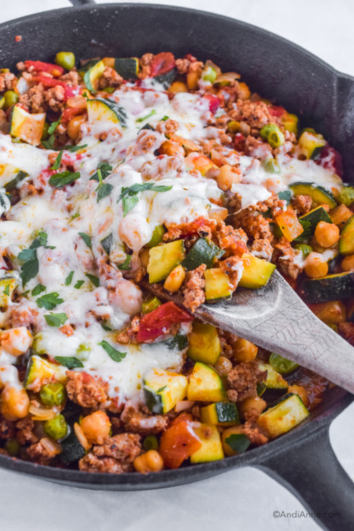 Ground Turkey Skillet (Zucchini, Chickpeas) - Ready In Under 30 Minutes!