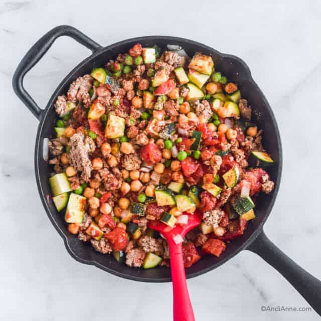 Ground Turkey Skillet (Zucchini, Chickpeas) Ready In Under 30 Minutes!