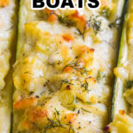 Close up of crab stuffed zucchini boats