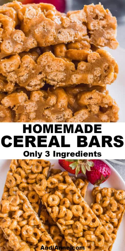 close up of 3 ingredient homemade cereal bars