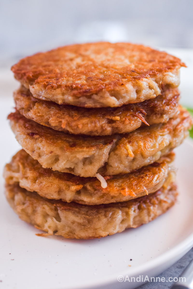 A stack of german potato pancakes close up