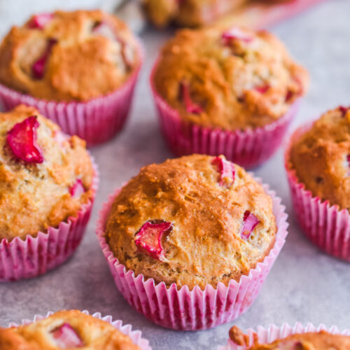 Whole Wheat Rhubarb Muffins - Andi Anne