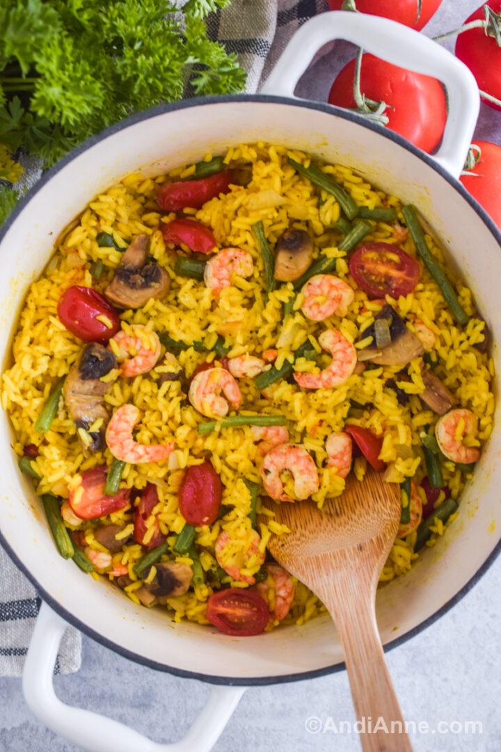 Shrimp with Vegetables and Turmeric Rice