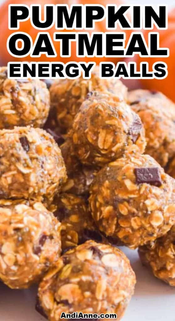 Close up of pumpkin oatmeal energy balls