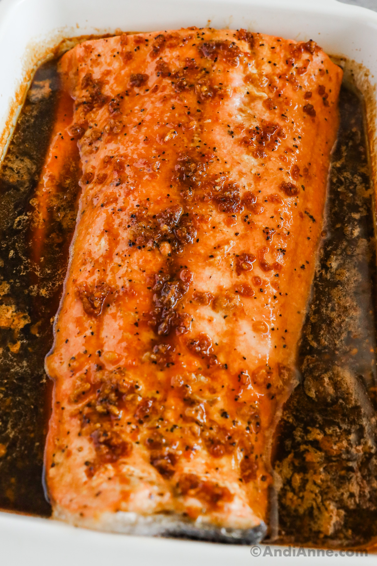 Close up of brown sugar soy sauce salmon.