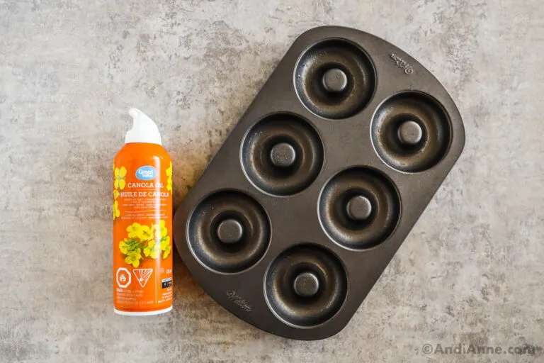 A donut pan and nonstick cooking spray.