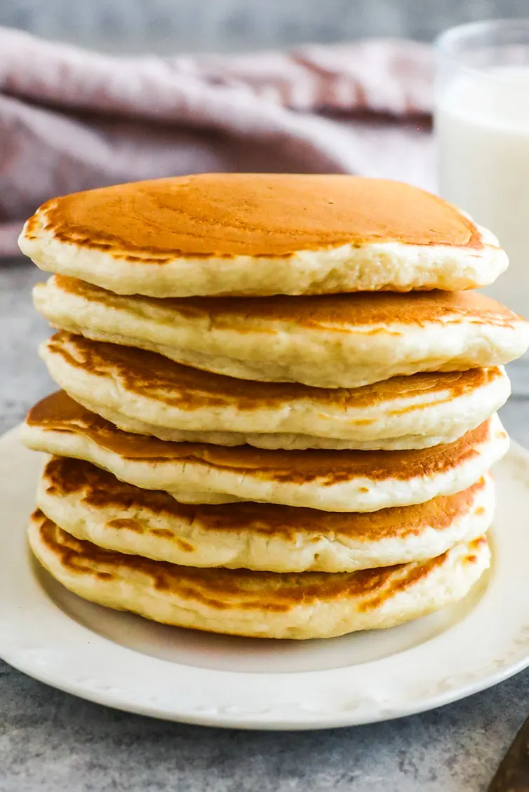 a stack of fluffy pancakes