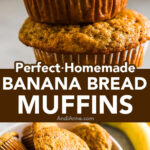 A stack of homemade banana bread muffins
