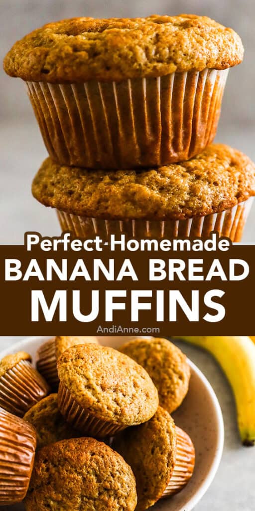 A stack of homemade banana bread muffins