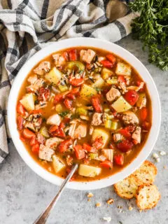 Bowl of turkey vegetable soup recipe