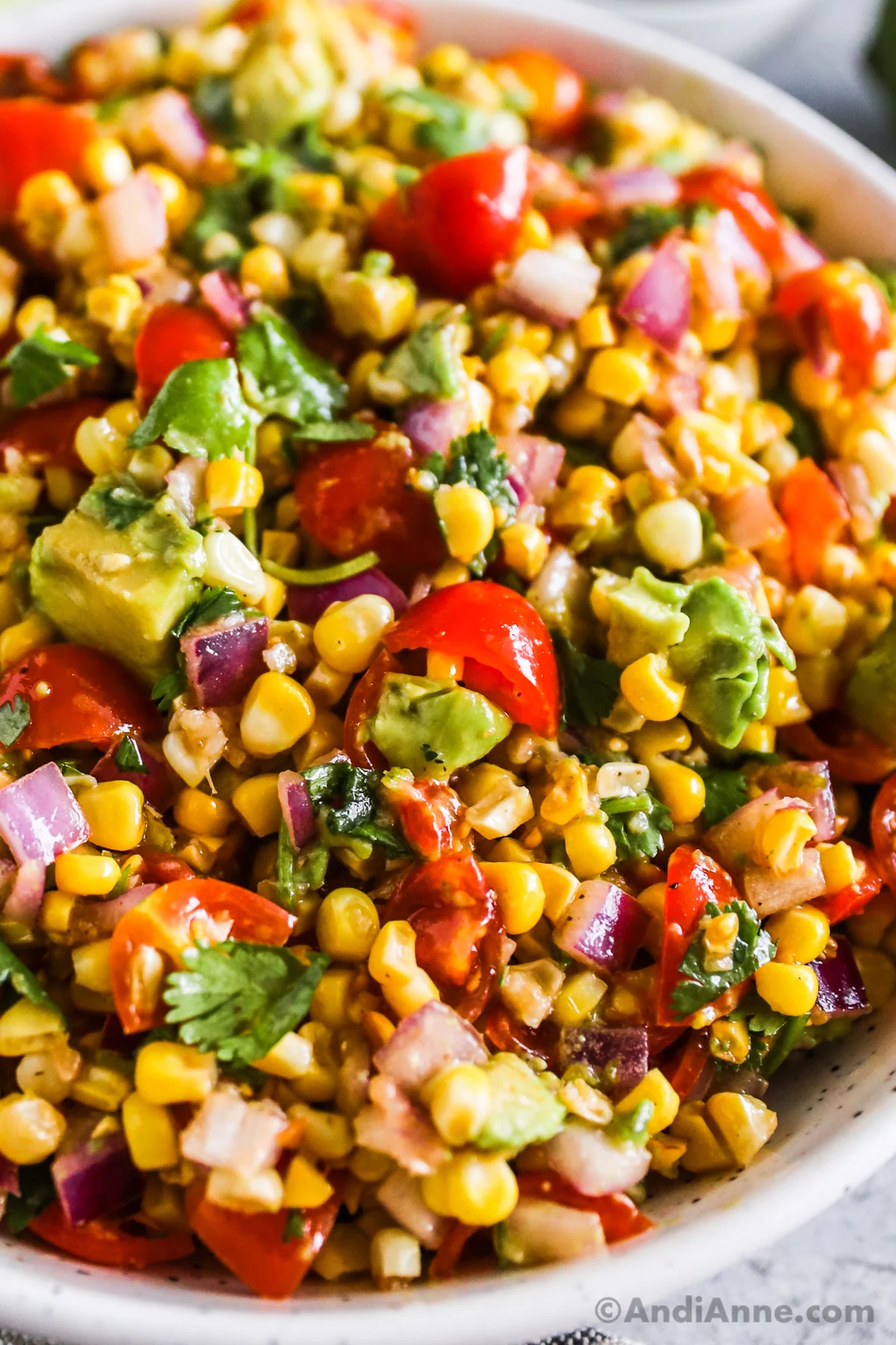 avocado corn salad in a bowl